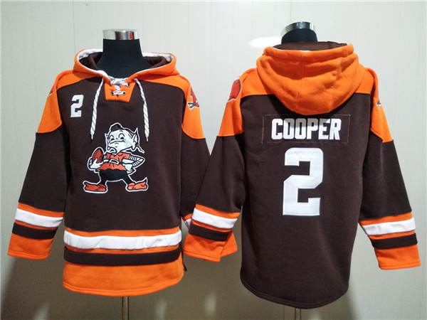 Men's Brown Cleveland Browns Active Player Custom Lace-Up Pullover Hoodie